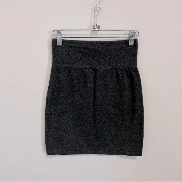 Aritzia Talula Dark Grey High Waist Bodycon Mini Skirt - Picture 2 of 9